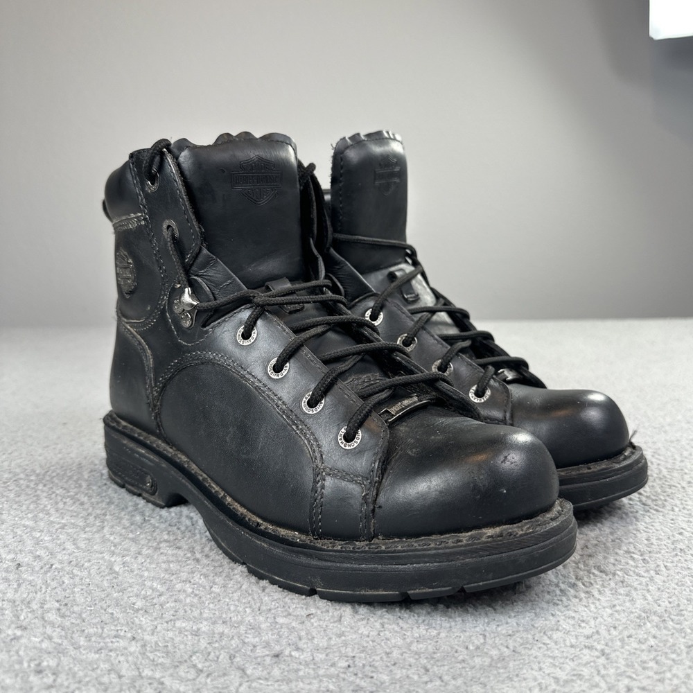 Harley Davidson Motorcycles Leather Steel Toe Riding Boots Men 10‎ Black Work